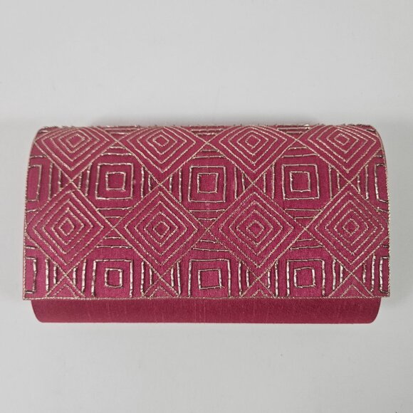 fabindia Handbags - Fabindia Silk Embroidered Clutch Pink Color Including Chain New With Tags